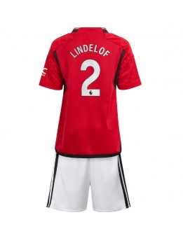 Manchester United Victor Lindelof #2 Dječji Domaci Dres kompleti 2023-24 Kratak Rukavima (+ kratke hlače)